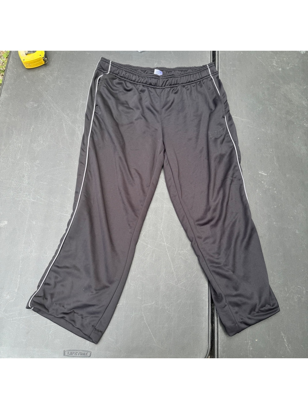 Everlast Black Athletic Track Pants with White Side Stripes, Size Large